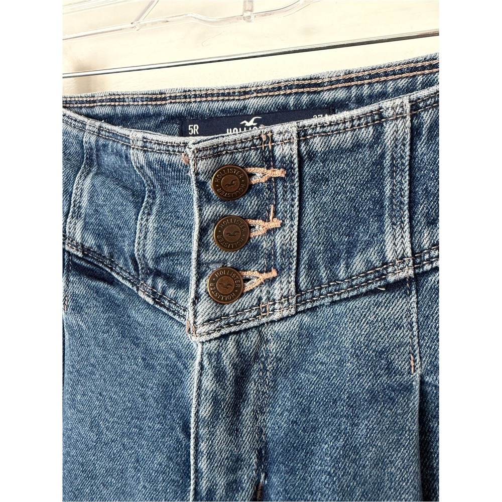 Hollister Ultra High Rise 80's Mom Jeans Vintage Stretch Button Fly Blue Denim - Picture 10 of 15